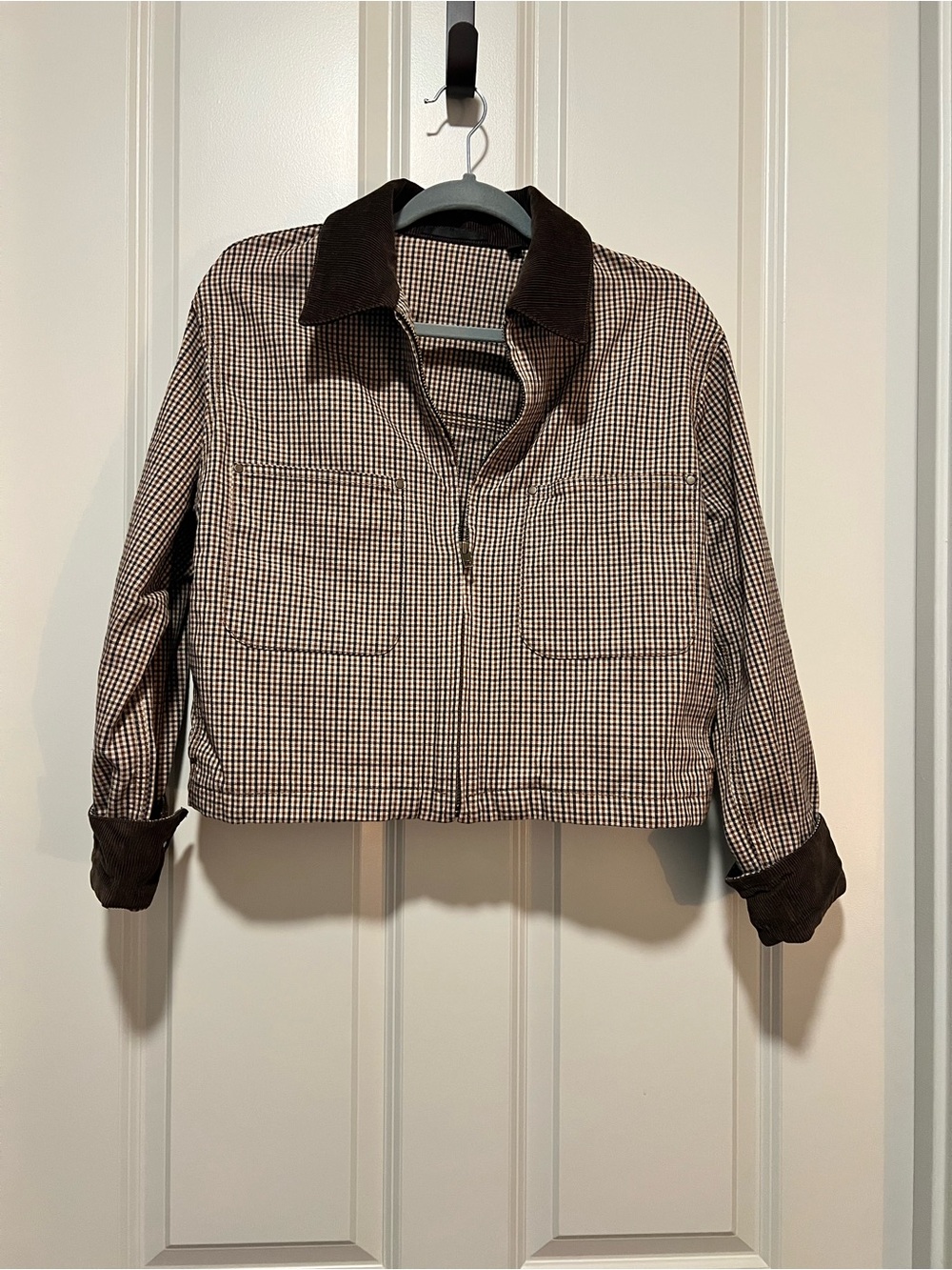 Uniqlo Brown Houndstooth Bomber Jacket